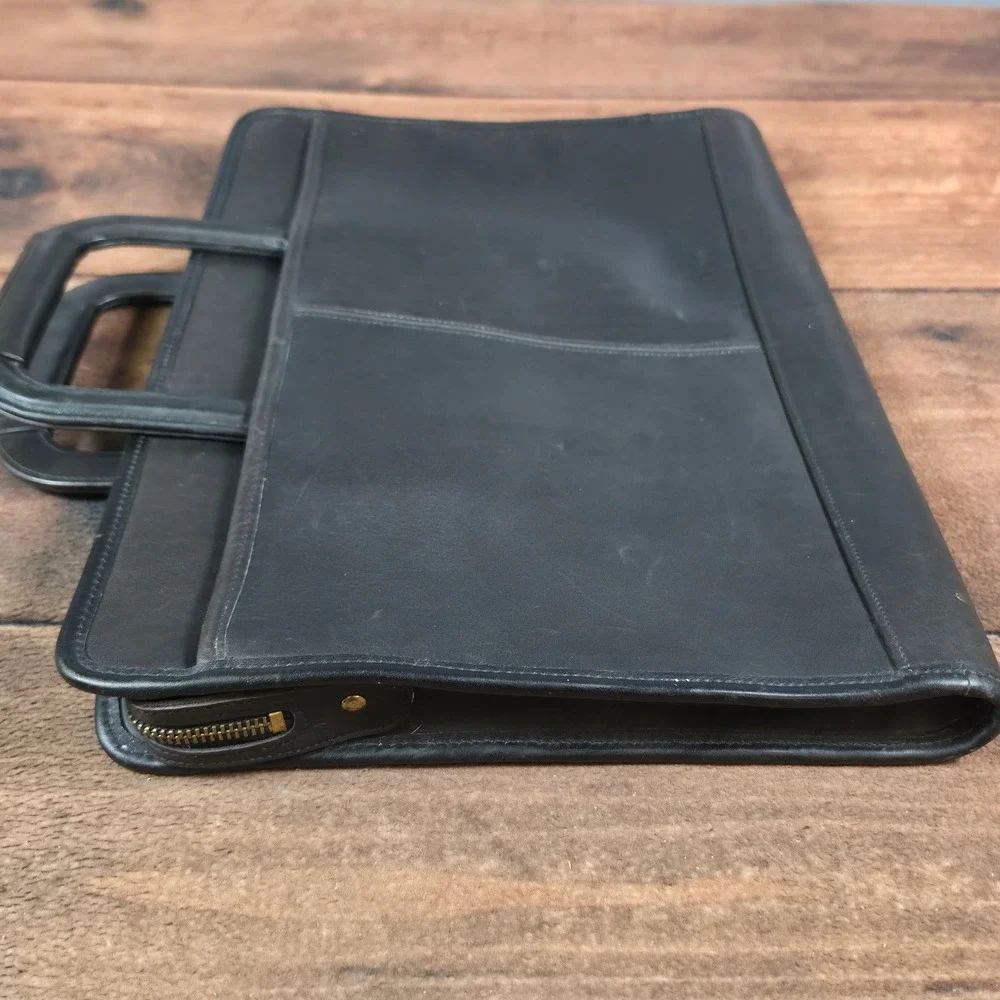 Coach Briefcase Mens OS Black Good Leather Slim Document Bag 5203 USA